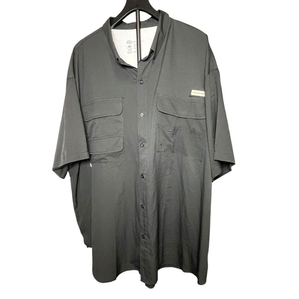 BASSDASH Men's 4XL Fishing Shirt Black UPF 50+ Short Sleeve Performance